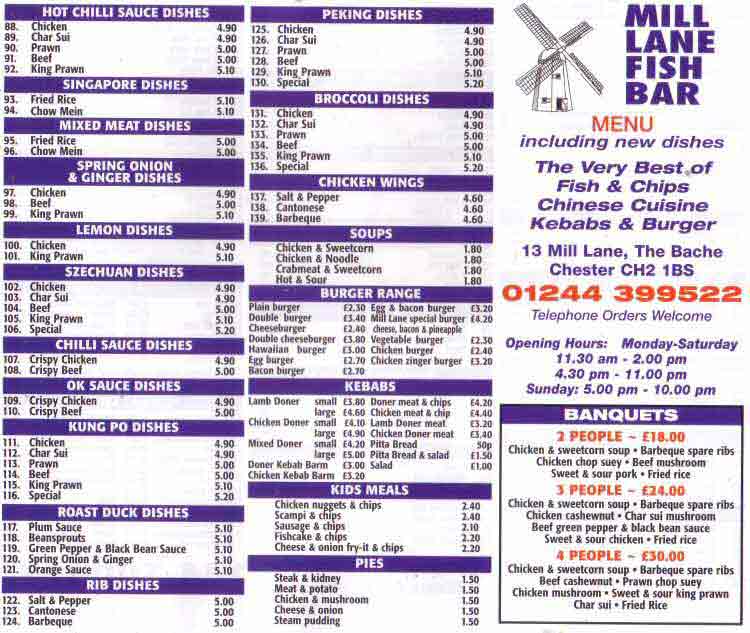 Mill Lane Fish Bar Upton Chester Page Two